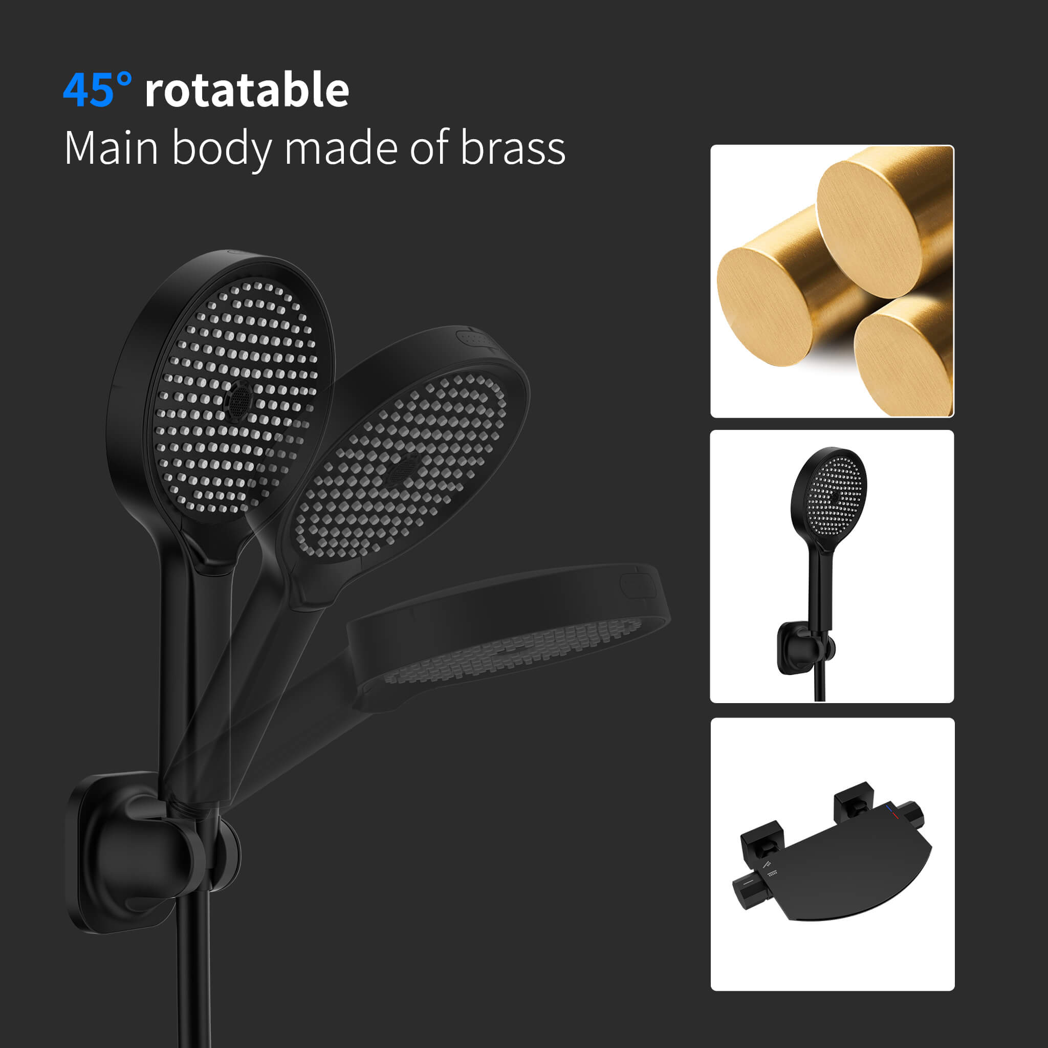 HOMELODY Mitigeur Baignoire Cascade Noir avec Douchette Robinet de Douche
