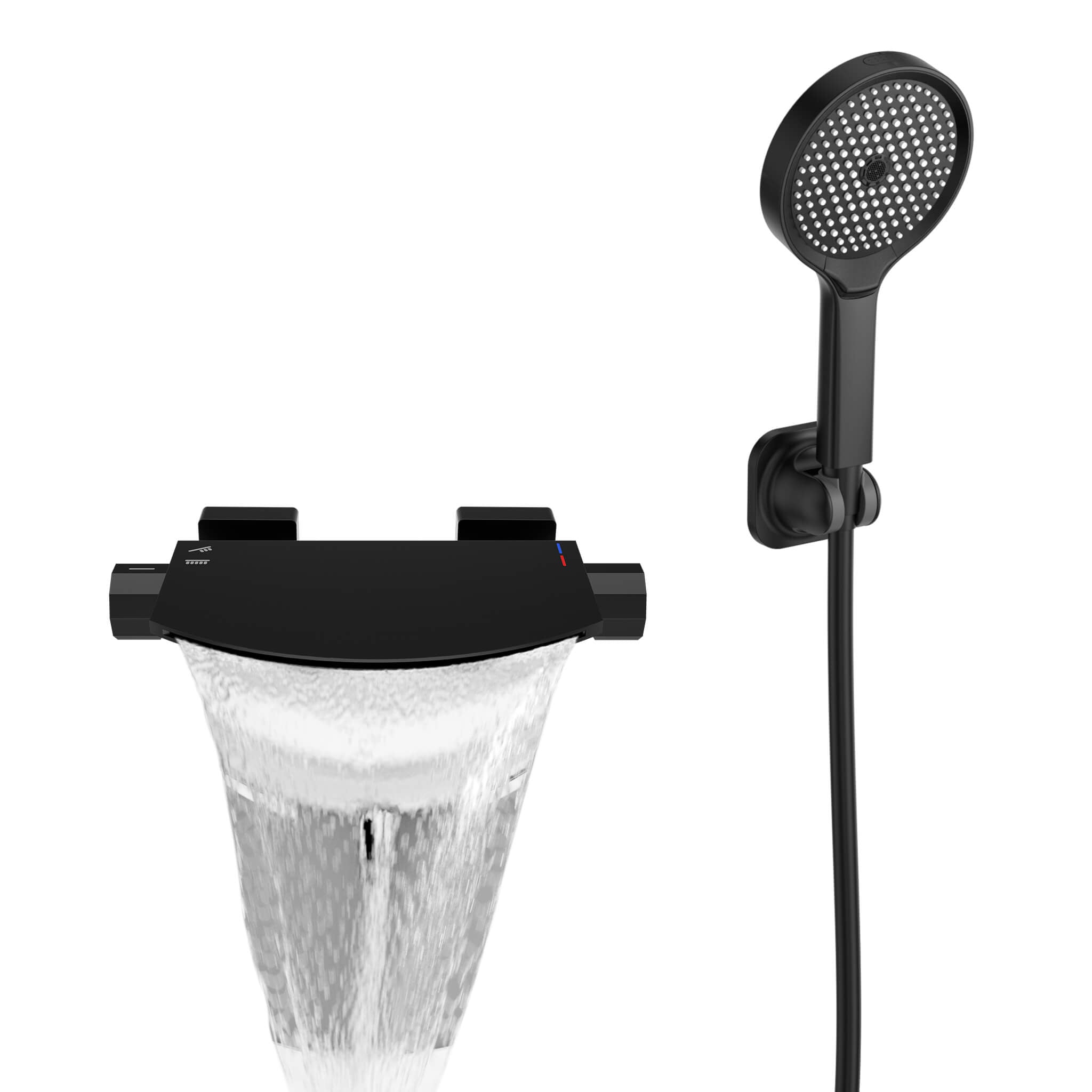 HOMELODY Mitigeur Baignoire Cascade Noir avec Douchette Robinet de Douche