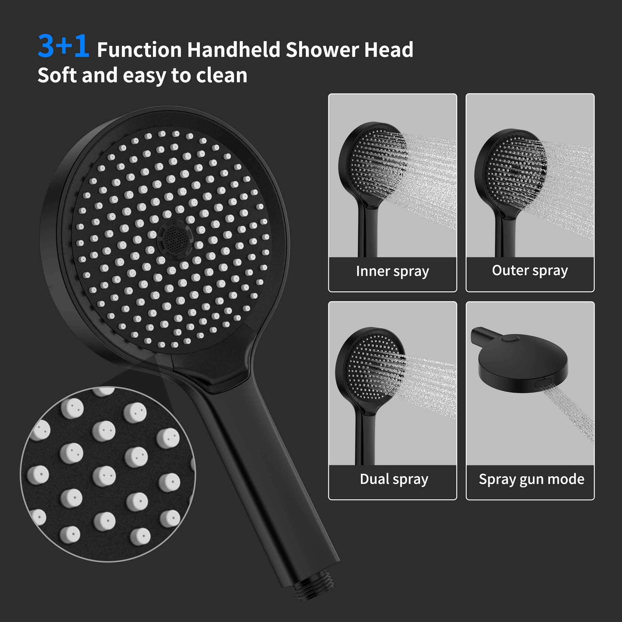 HOMELODY Mitigeur Baignoire Cascade Noir avec Douchette Robinet de Douche