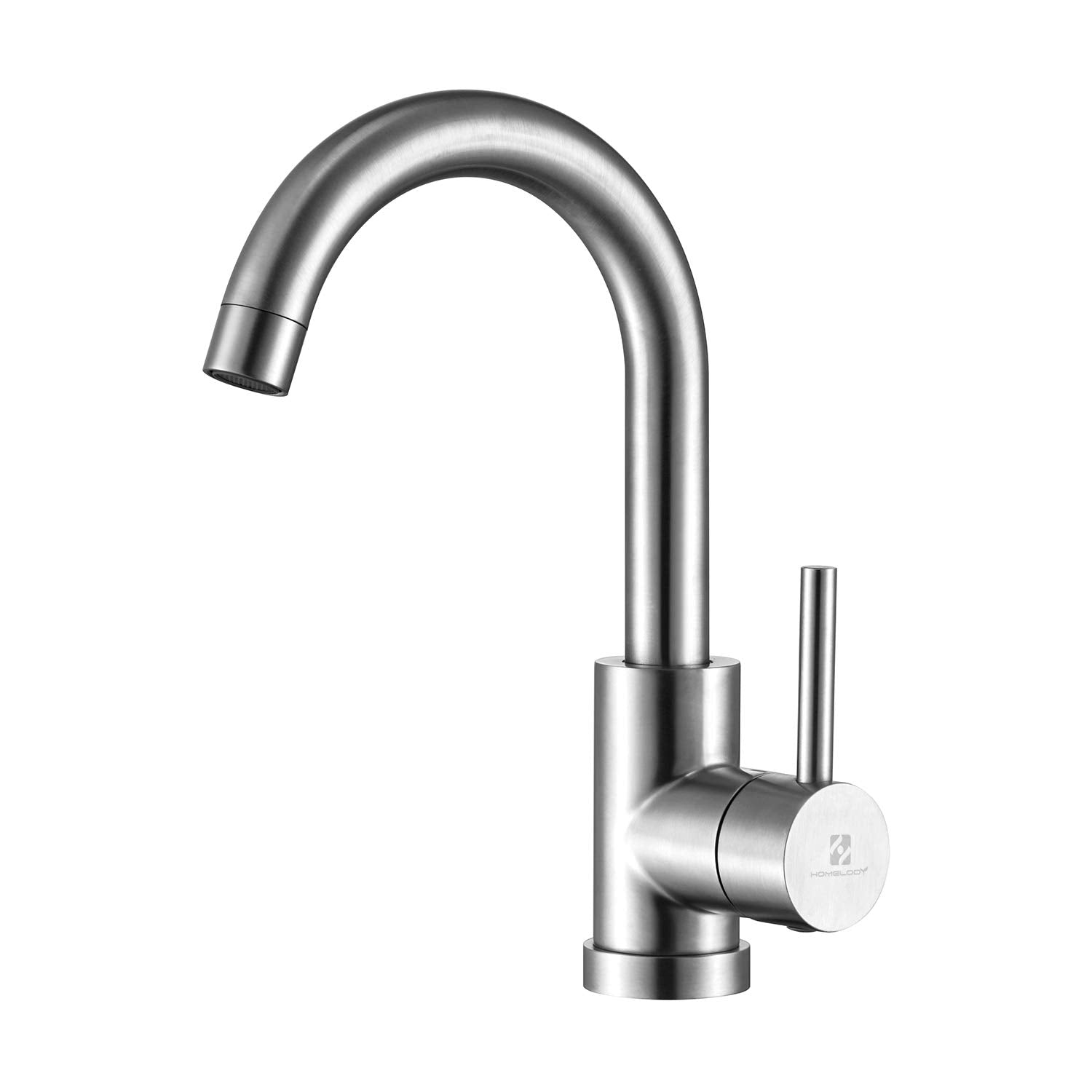 HOMELODY Robinet de salle de bain/cuisine à basse pression rotatif à 360° Robinet de salle de bain Robinet de cuisine Mitigeur monocommande Mitigeur de lavabo en acier inoxydable