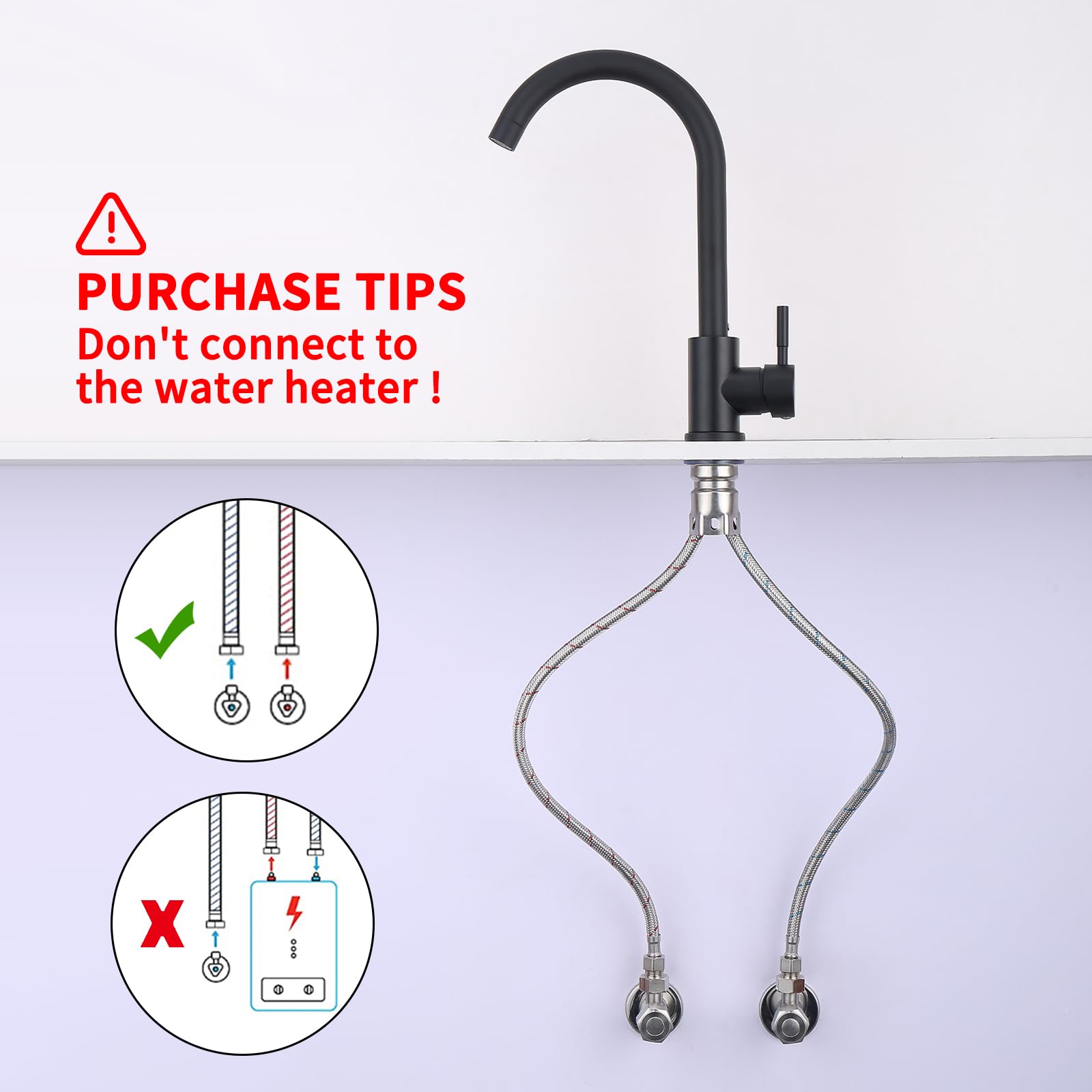 Homelody Mitigeur de Cuisine Noir Robinet de Cuisine Bec Rotatif  360° Robinet Mitigeur d'Evier en Acier Inox Durable