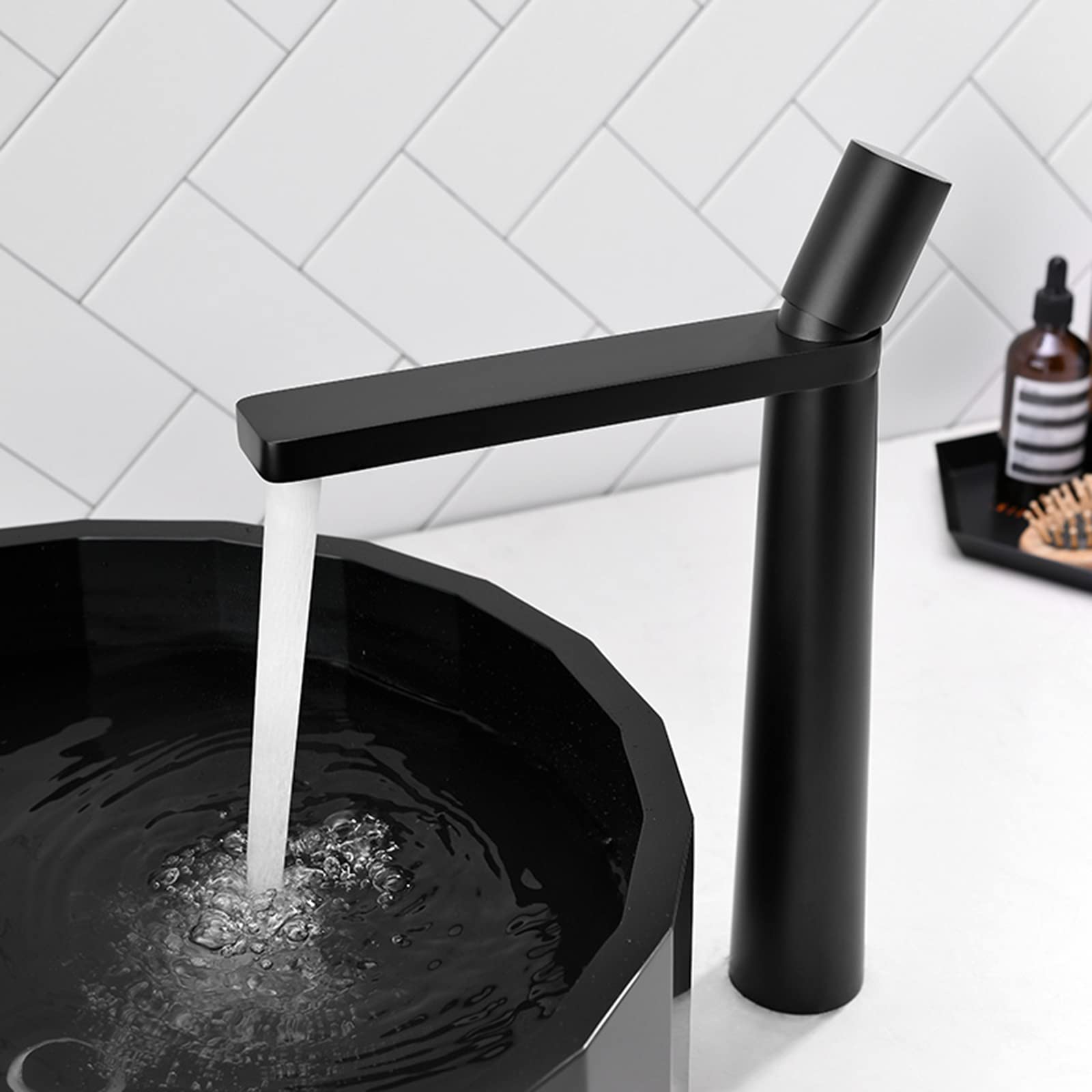 Beau Style Robinet Haut Homelody Mitigeur Lavabo pour Vasque à Poser Mono Levier Salle de Bain, Laiton