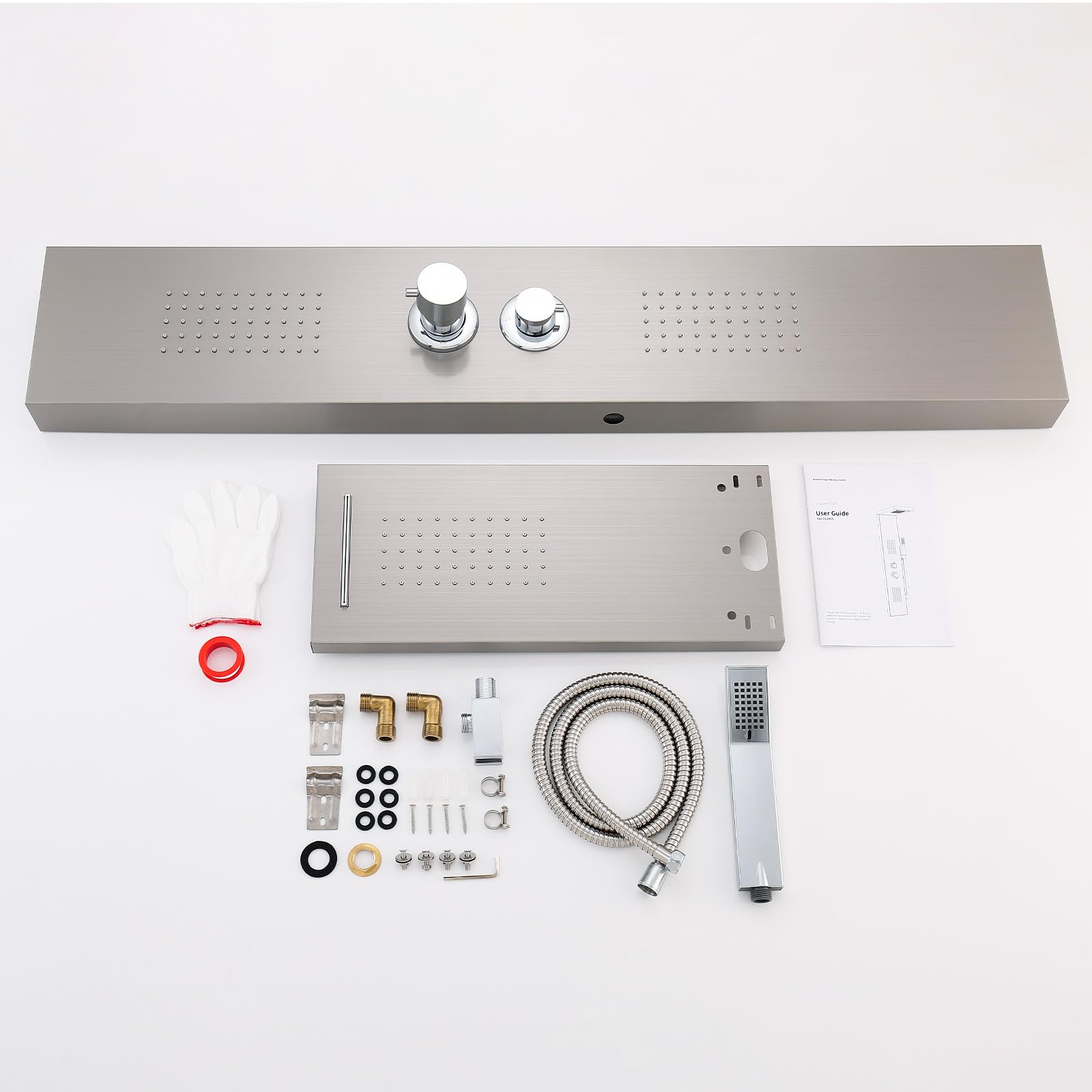 HOMELODY Ensemble de douche à effet pluie 4 fonctions avec douchette, douche à effet pluie, douche de massage, douche cascade, kit complet de douche