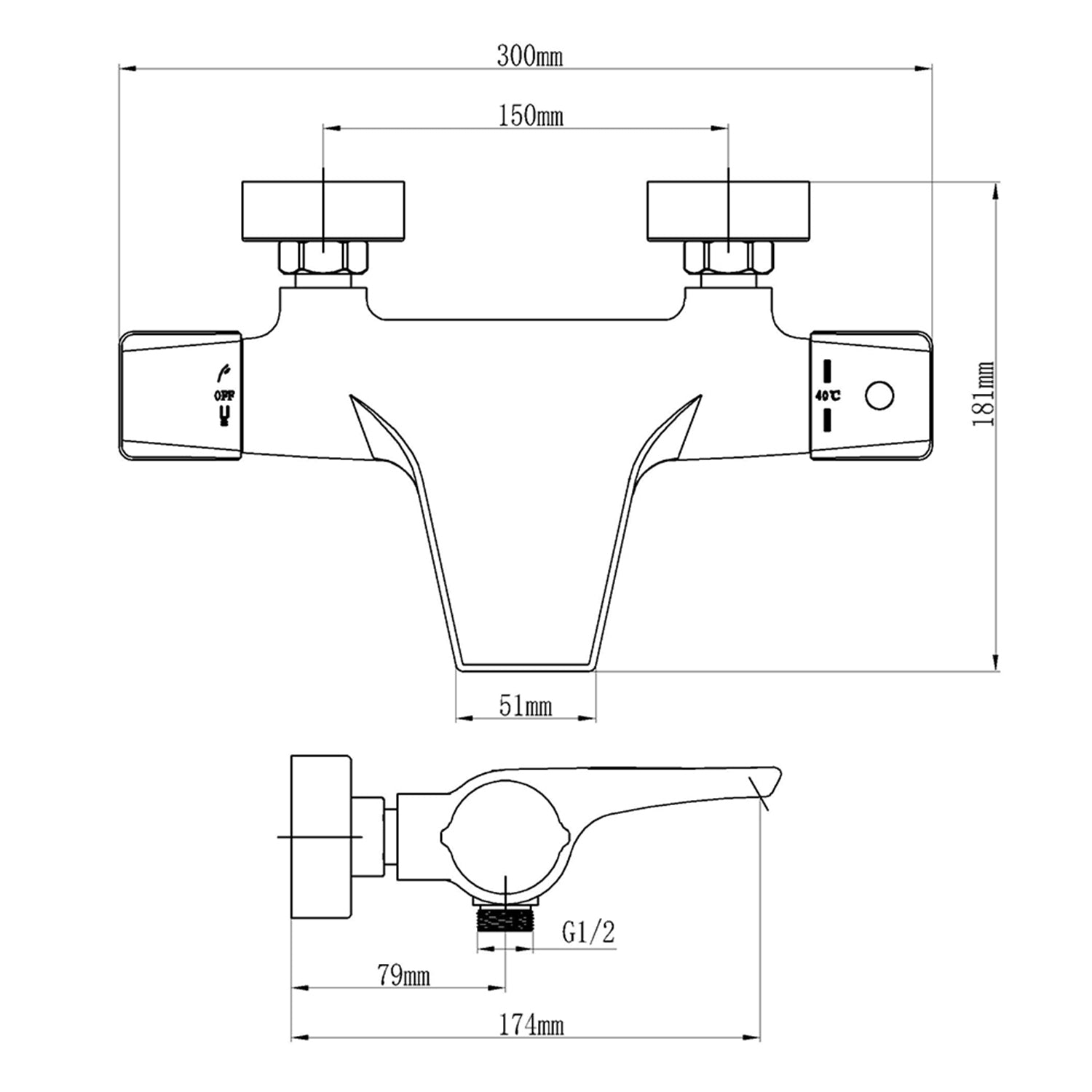 Homelody Système de douche séparable,Colonne de douche sans robinetterie + Mitigeur Douche Thermostatique Cascade