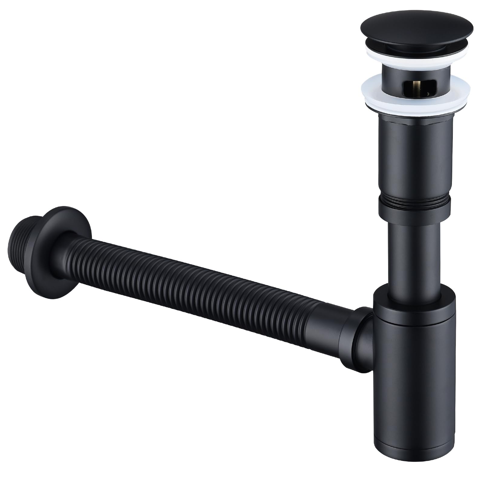 HOMELODY Siphon lavabo avec bonde à valve pop-up pour, siphon universel en laiton avec bouchon de lavabo et ouverture de nettoyage