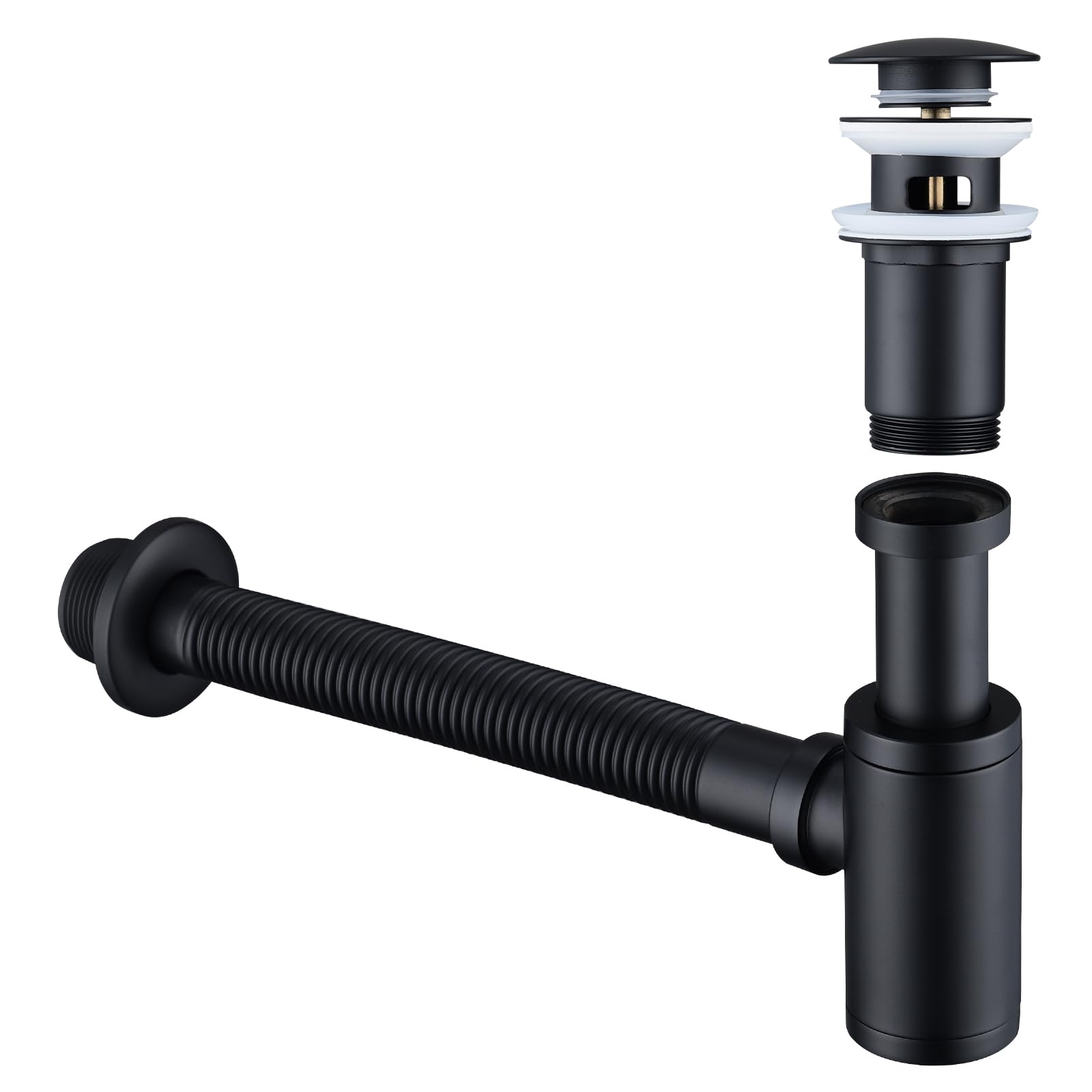 HOMELODY Siphon lavabo avec bonde à valve pop-up pour, siphon universel en laiton avec bouchon de lavabo et ouverture de nettoyage