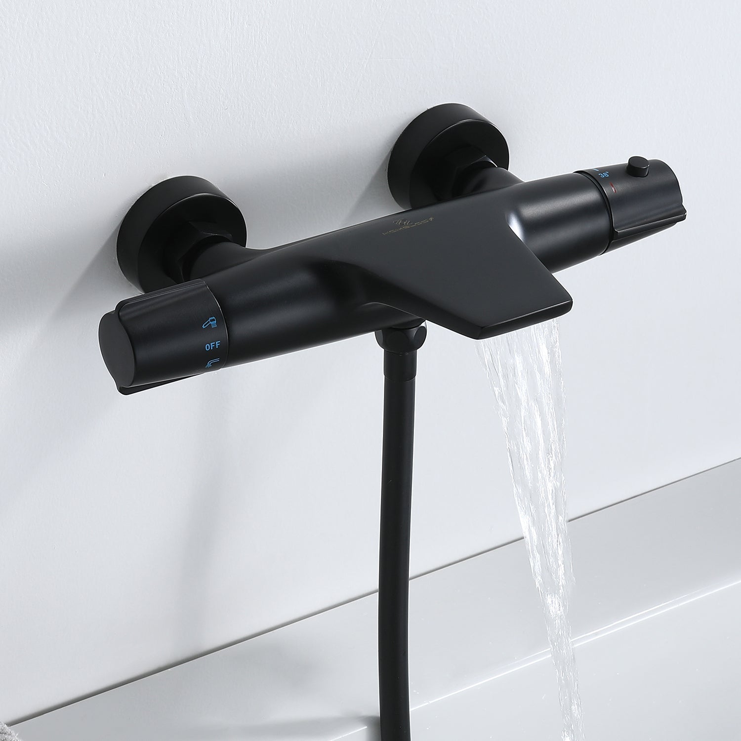 Homelody Système de douche sans thermostat + Mitigeur Douche Thermostatique Cascade Noir Mat