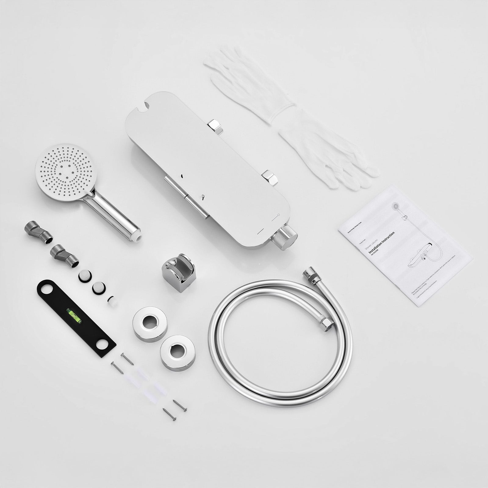 HOMELODY Robinet Baignoire avec Tablette 120×370 mm, Douchette à Main et Sortie Bain, Chrome