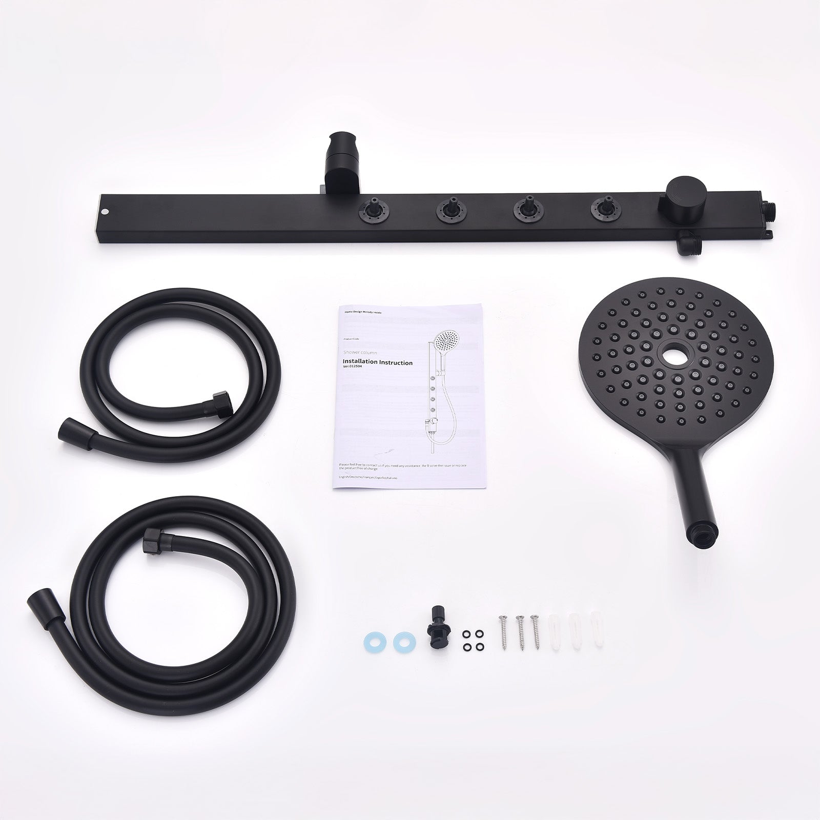 Homelody Colonne de Douche Sans Mitigeur avec 4 Jets Latéraux Orientables – Douchette à Main 7,5" réglable en Hauteur, Acier Inoxydable