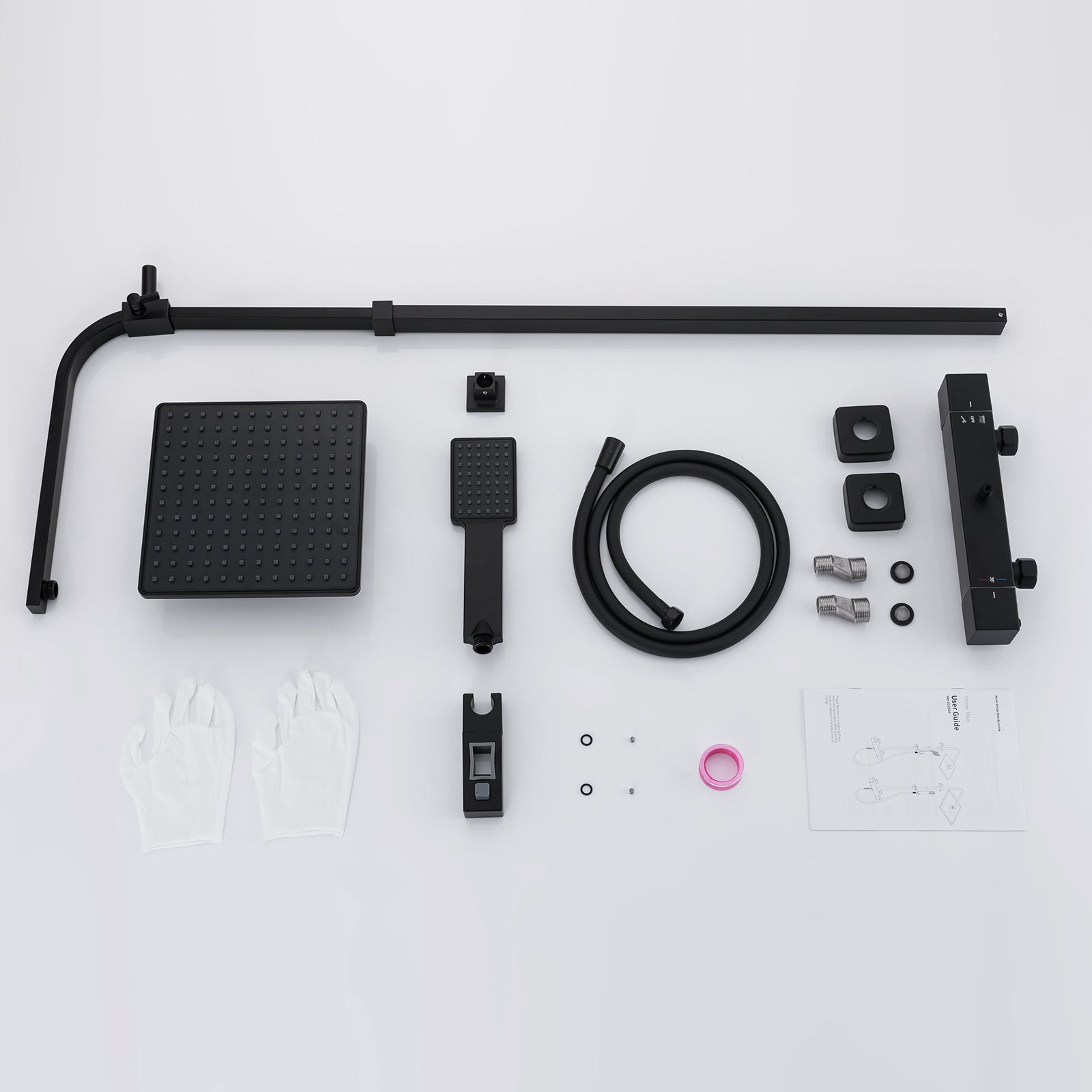 HOMELODY Colonne de Douche Thermostatique 38℃ En Laiton, Ensemble de Douche Noir Réglable en Hauteur, Mitigeur Douche pour Salle de Bain
