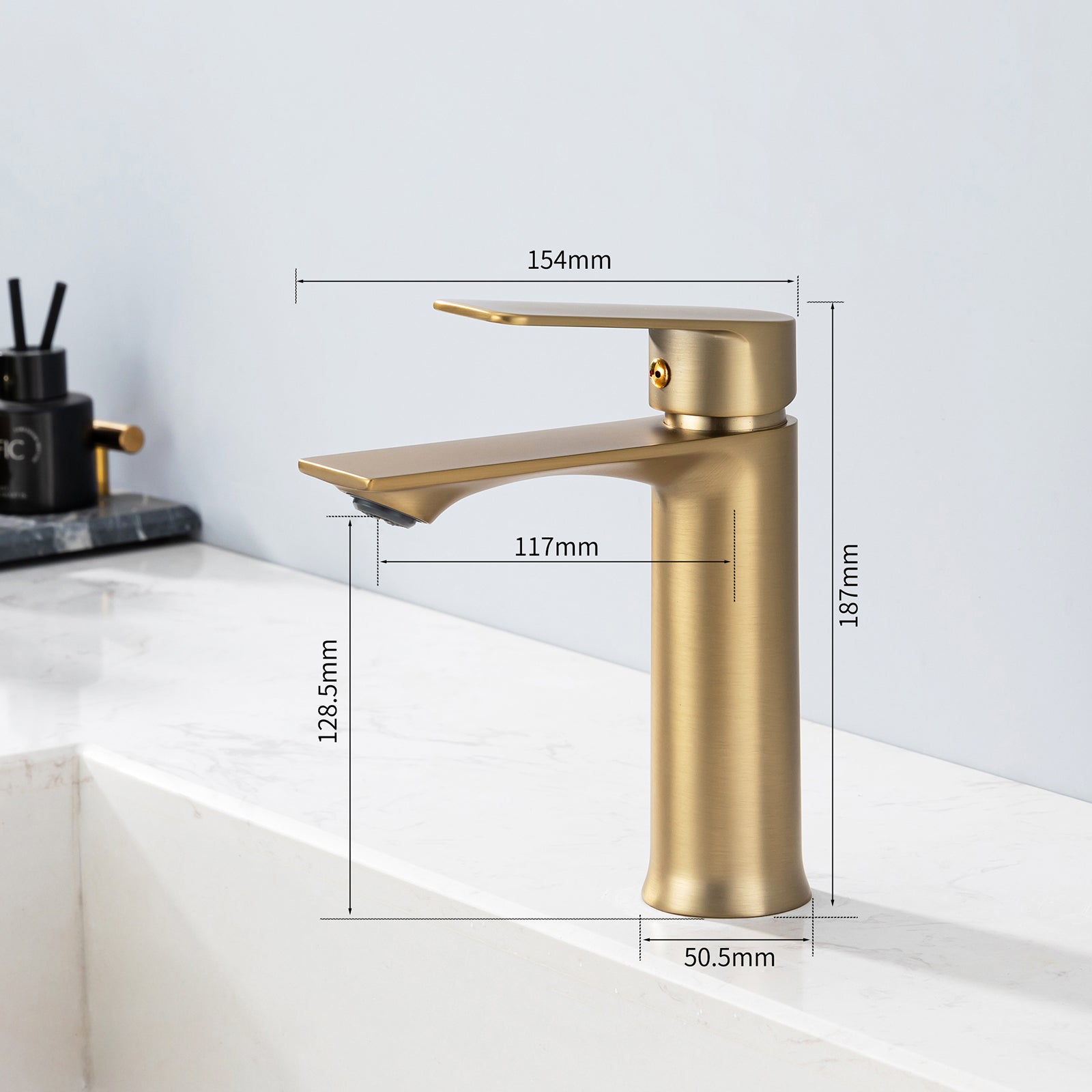 Homelody Mitigeur Lavabo Doré Monocommande – Robinet Salle de Bain en Inox, Température et Débit Réglables