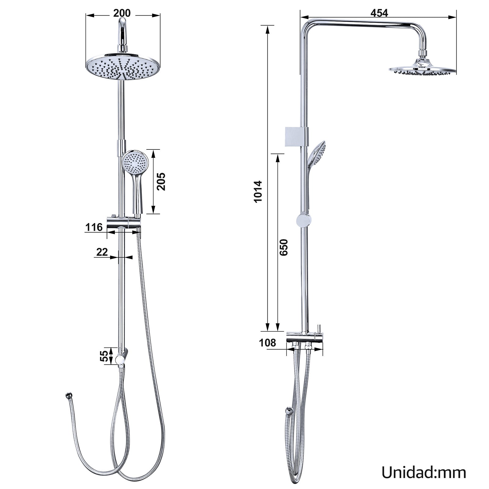 Homelody Système de douche séparable,Colonne de douche sans robinetterie + Mitigeur Douche Thermostatique Cascade