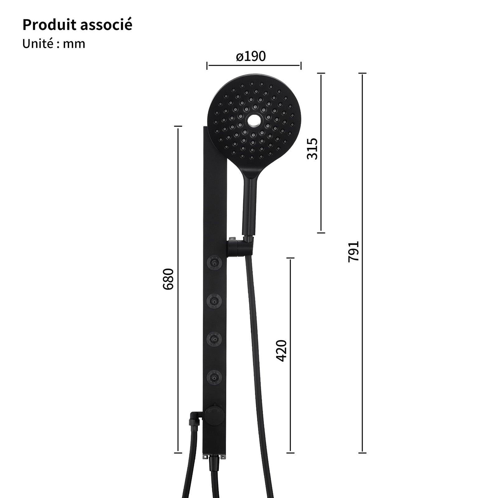 Homelody Colonne de Douche Sans Mitigeur avec 4 Jets Latéraux Orientables – Douchette à Main 7,5" réglable en Hauteur, Acier Inoxydable