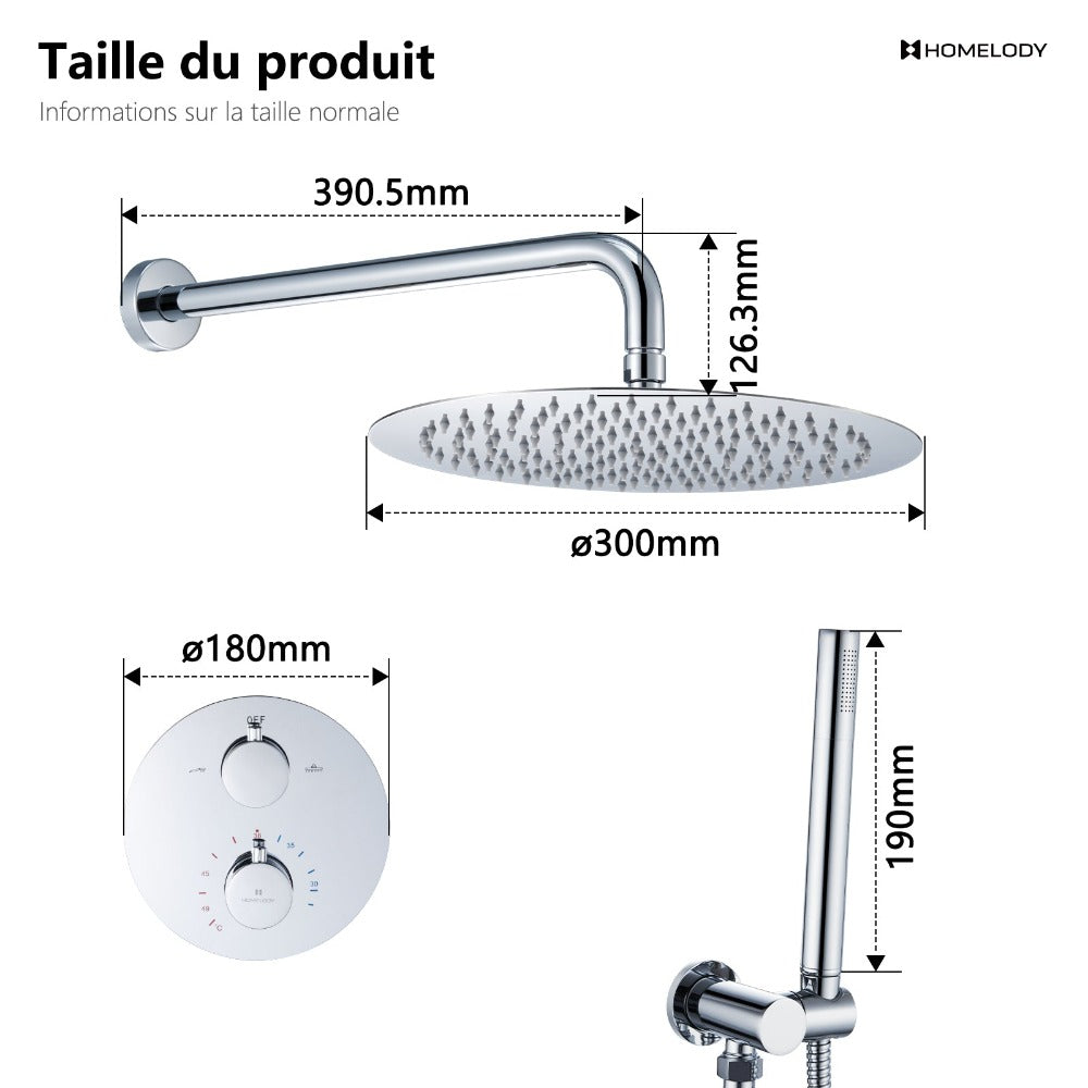 Homelody kit de douche à encastrer noir/chrome thermostatique laiton –  Homelody-fr