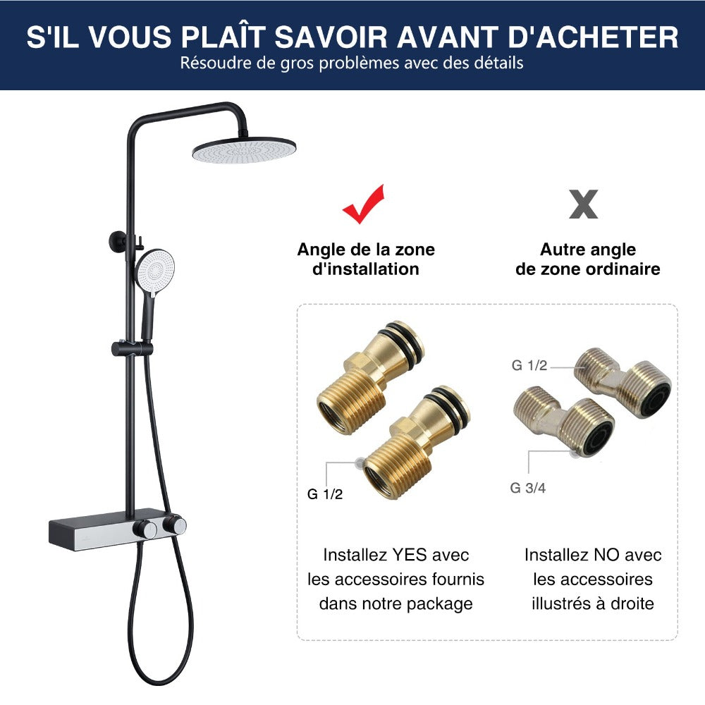 colonne de douche noire laiton homelody