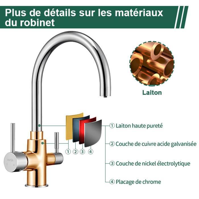 Robinet Cuisine à Trois Voies en Laiton