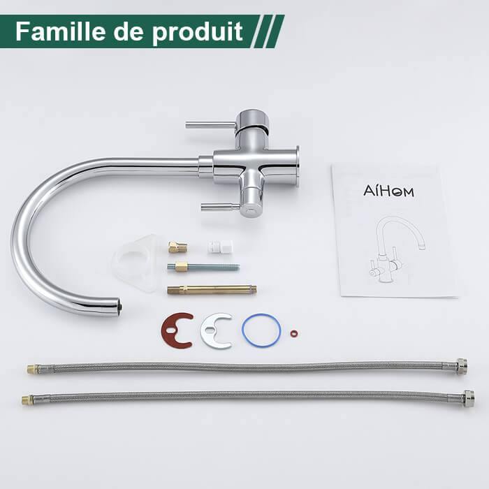 mitigeur cuisine à trois voies
