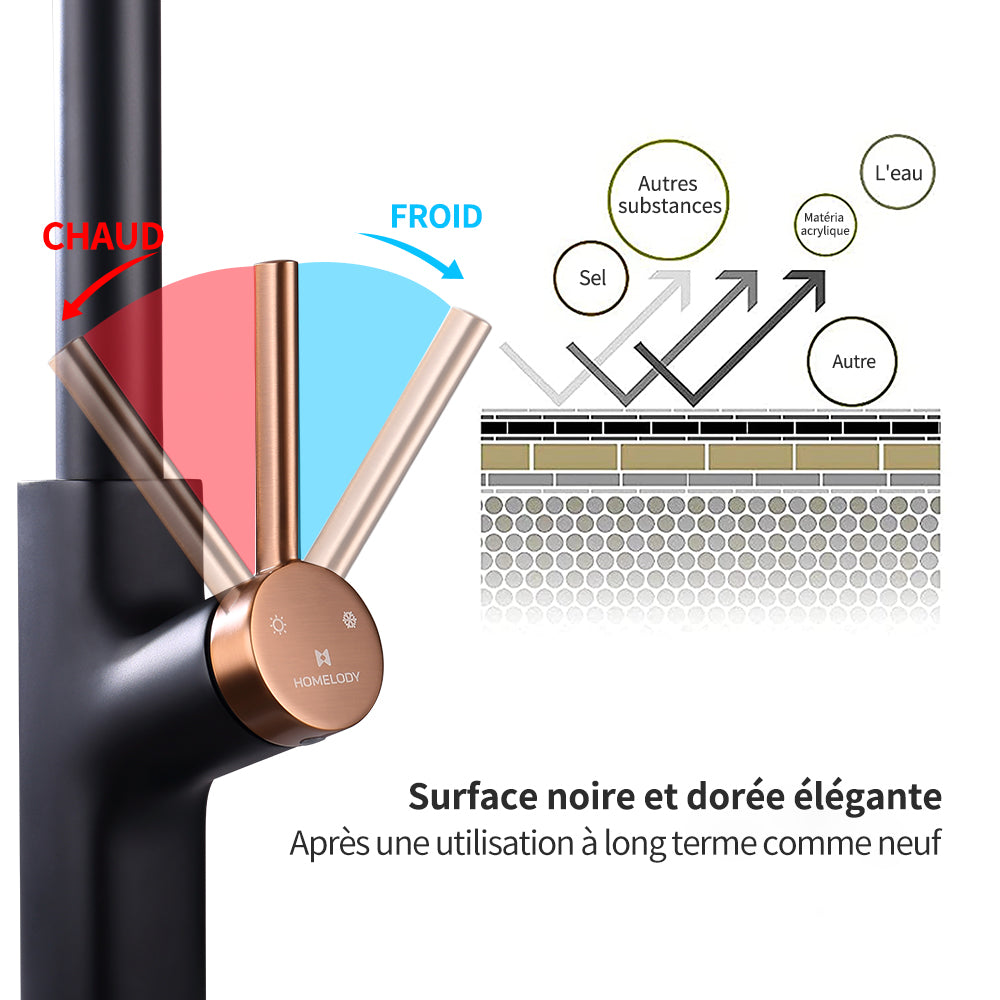 Homelody Robinet de Cuisine avec Douchette Extractible Dual, Blanc Mitigeur d'évier Cuisine Pivotant à 360°