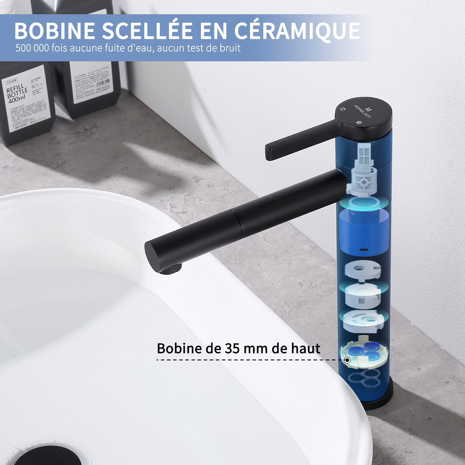 HOMELODY Modern Mitigeur pour Vasque Haute Pivotant à 360° Robinet de Salle de Bain Chromé en laiton