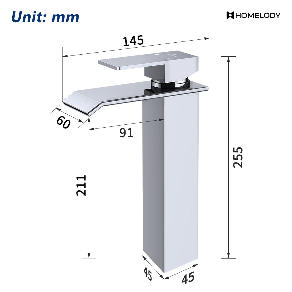 Homelody Cuivre Mitigeur Haut lavabo Cascade Bec Robinetterie Salle de Bain Monotrou pour Lave Main