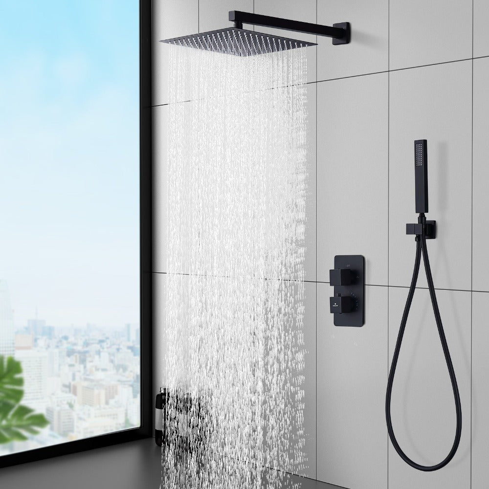 Ensemble de douche encastré noir mat