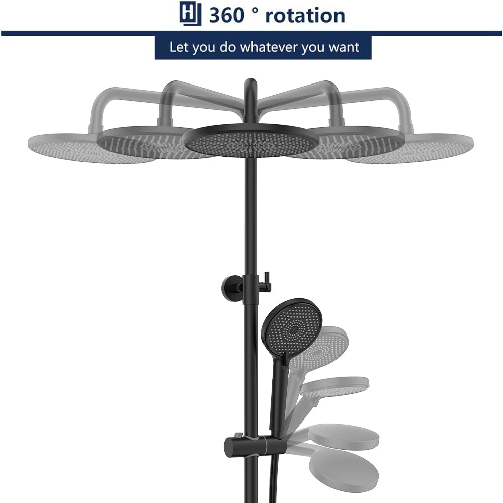 HOMELODY Barre et Colonne de Douche Thermostatique 40 ° C Ensemble Douche Noire en Laiton avec Tête de Douche