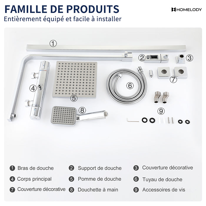 Carré Kit de Douche Thermostatique