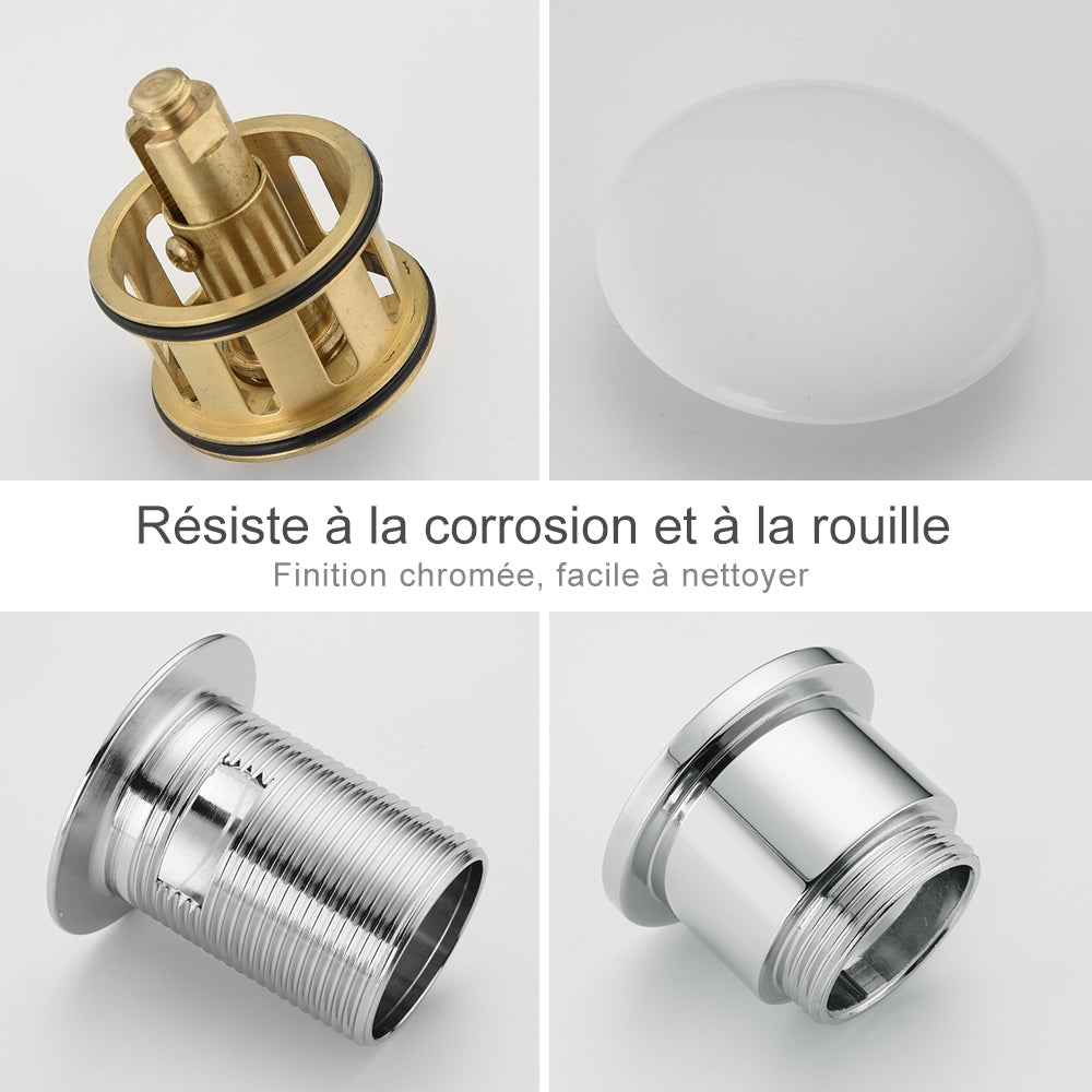 2 Pièces Bonde Lavabo Universel 34-40mm - Bouchon Escamotable Avec Filtre Anti-Cheveux
