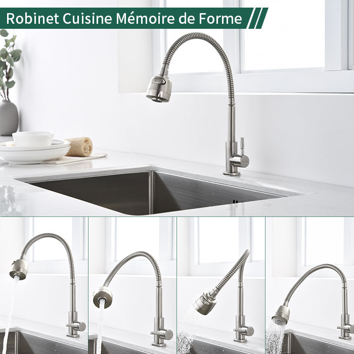 Robinet Eau Froide pour Lave-Mains Robinet Salle de Bains Chromé Mitigeur  de Cuisine 360° Rotation Robinet Simple Moderne