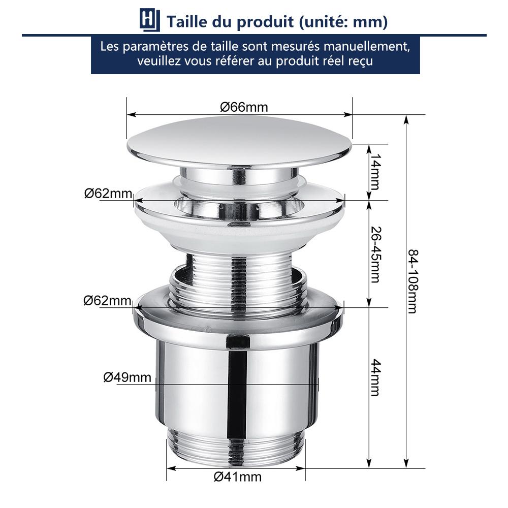 Homelody Bonde de Lavabo avec Trop Plein ou Sans Trop-Plein Bonde Pop Up en Laiton pour Lavabo 1/4 Accessoires salle de bain homelody 