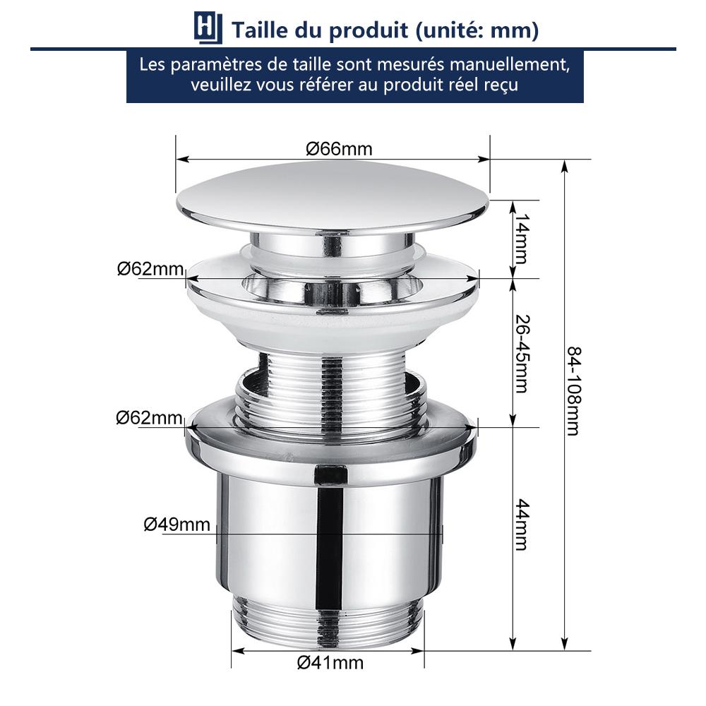 Homelody Bonde de Lavabo avec Trop Plein ou Sans Trop-Plein Bonde Pop Up en Laiton pour Lavabo 1/4 Accessoires salle de bain homelody 