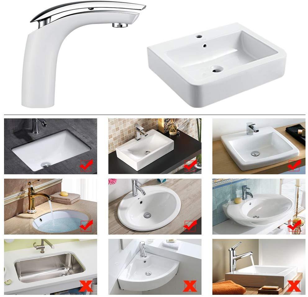 Hauteur sous bec robinet blanc de lavabo homelody