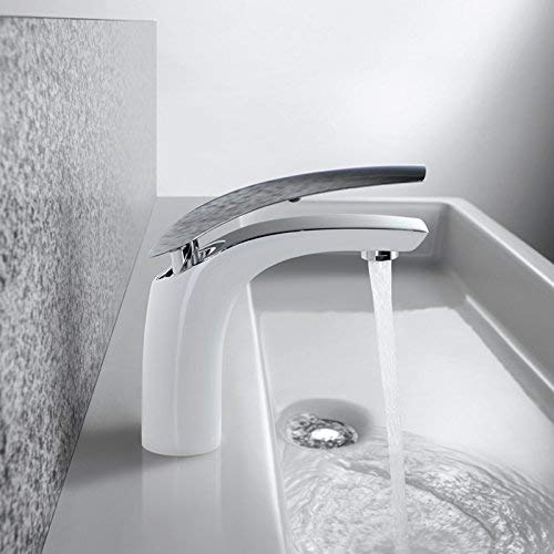Mitigeurs lavabo blanc laqué chromé en laiton Homelody design – Homelody-fr